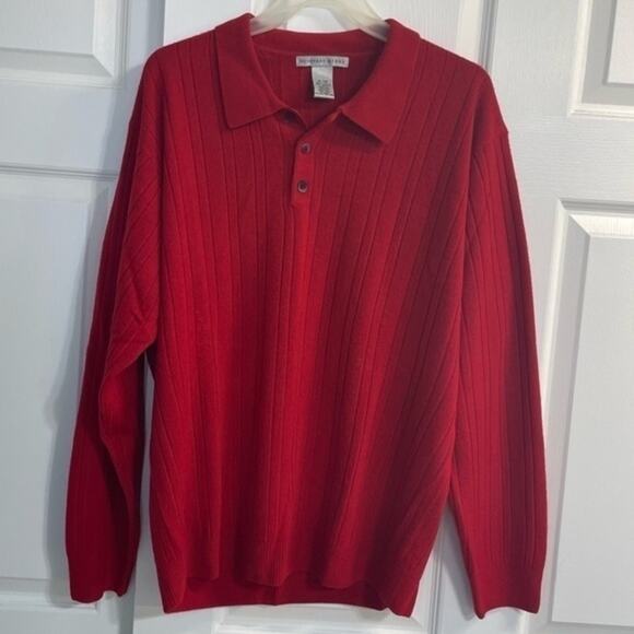 Geoffrey Beene Collar Sweater red Acrylic V-neck Mens Size XL vintage - Picture 3 of 8